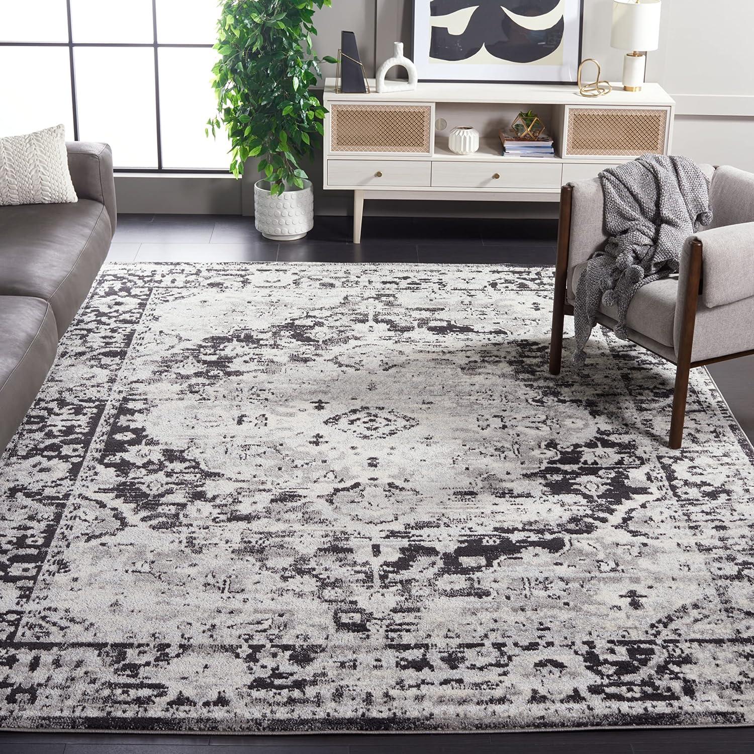 image:imageSAFAVIEH Madison Collection Area Rug 53 x 76 Teal amp Fuchsia Boho Chic Medallion Design NonShedding amp Easy Care Ideal for High Traffic Areas in Living Room Bedroom MAD154LBlackGrey