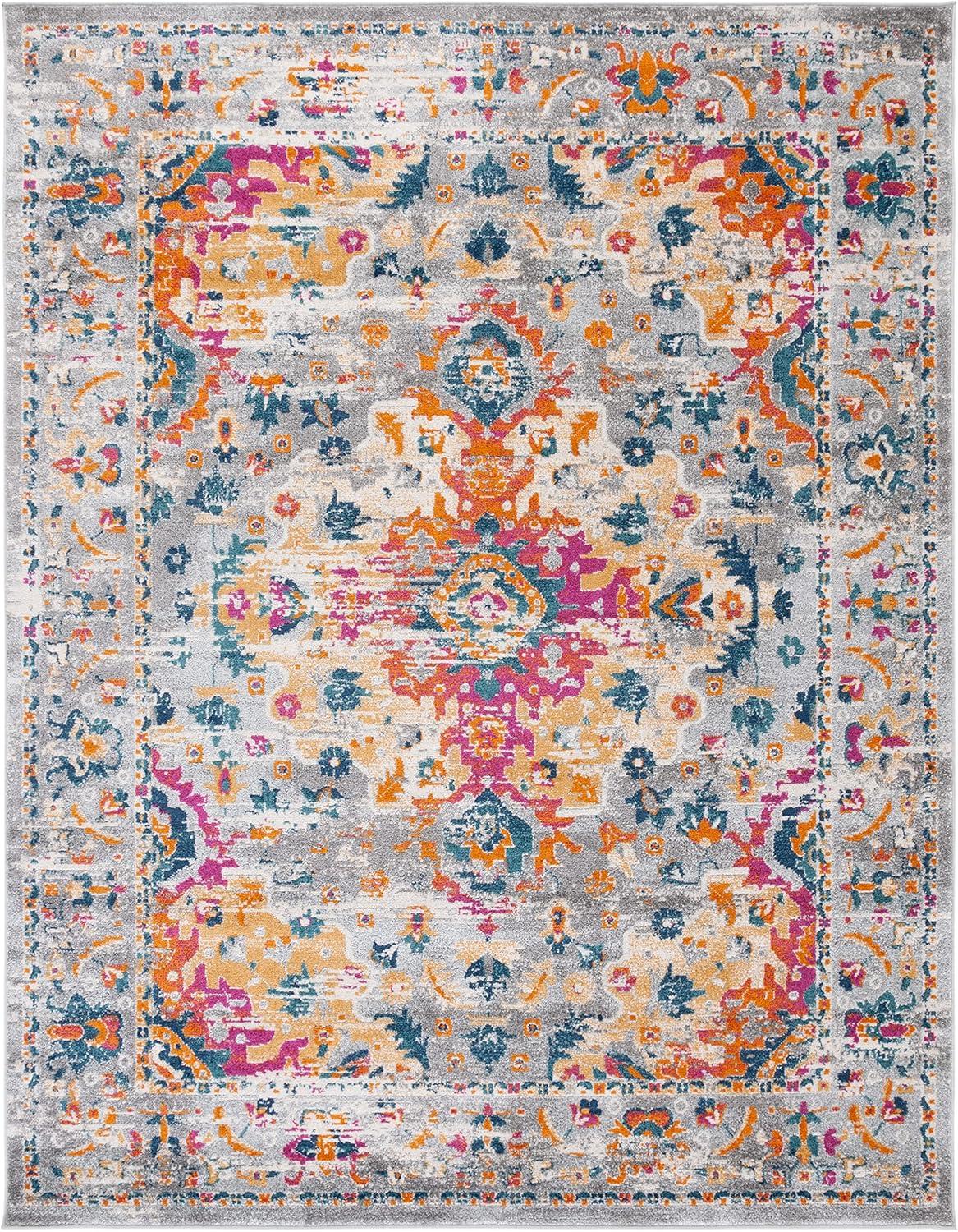 image:imageSAFAVIEH Madison Collection Area Rug 53 x 76 Teal amp Fuchsia Boho Chic Medallion Design NonShedding amp Easy Care Ideal for High Traffic Areas in Living Room Bedroom MAD154LGreyFuchsia