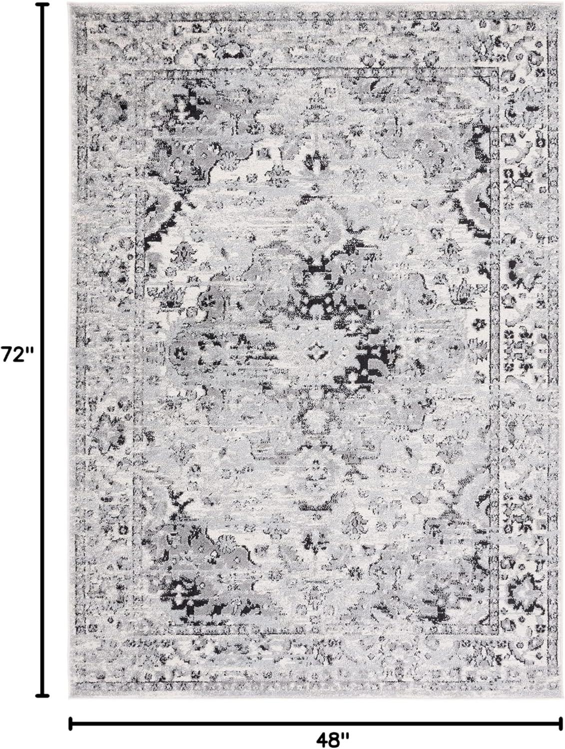 image:imageSAFAVIEH Madison Collection Area Rug 53 x 76 Teal amp Fuchsia Boho Chic Medallion Design NonShedding amp Easy Care Ideal for High Traffic Areas in Living Room Bedroom MAD154LGreyBlack