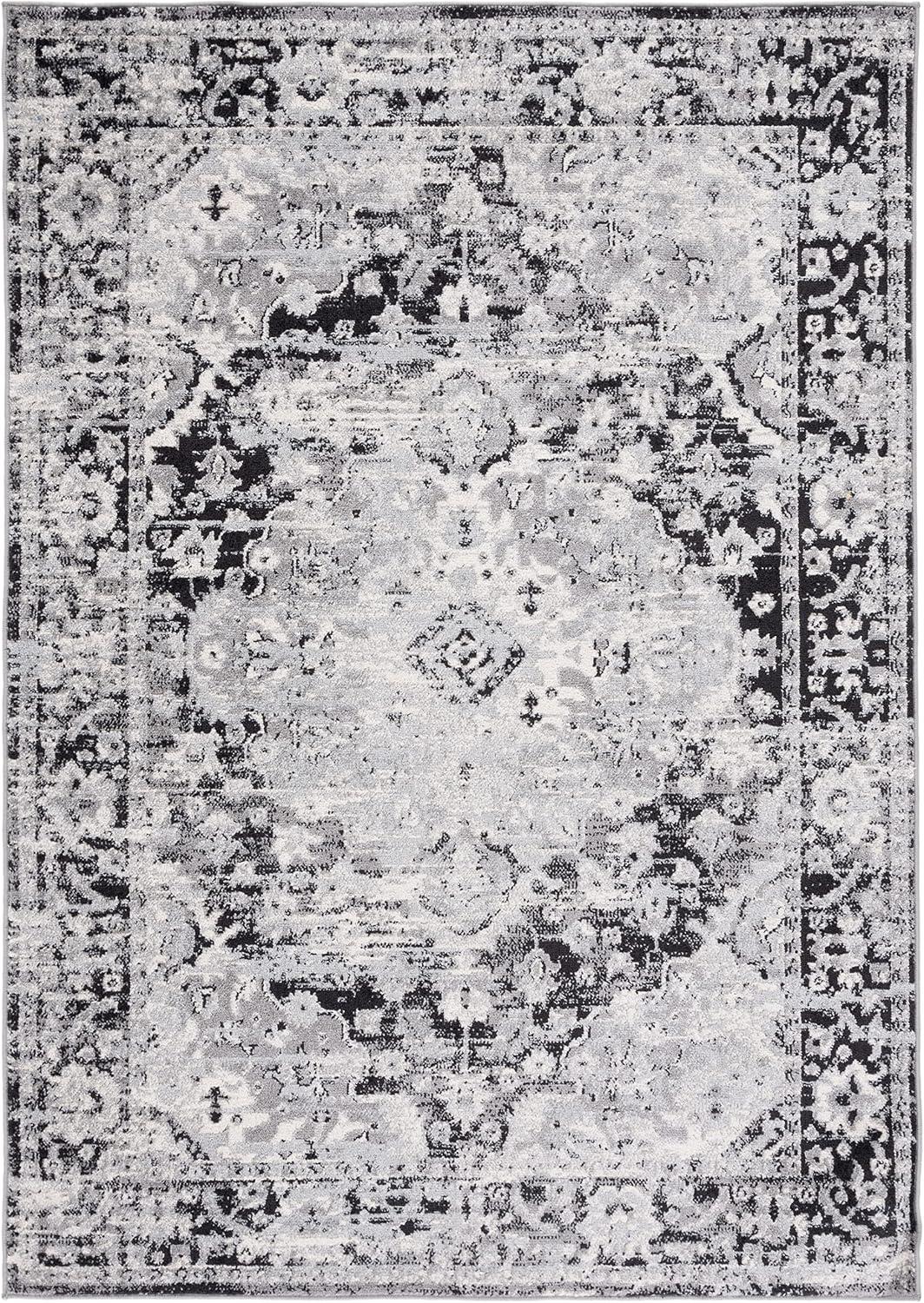 image:imageSAFAVIEH Madison Collection Area Rug 53 x 76 Teal amp Fuchsia Boho Chic Medallion Design NonShedding amp Easy Care Ideal for High Traffic Areas in Living Room Bedroom MAD154LBlackGrey