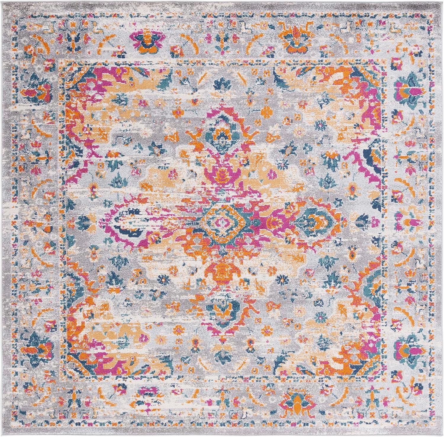 image:imageSAFAVIEH Madison Collection Area Rug 53 x 76 Teal amp Fuchsia Boho Chic Medallion Design NonShedding amp Easy Care Ideal for High Traffic Areas in Living Room Bedroom MAD154LGreyFuchsia