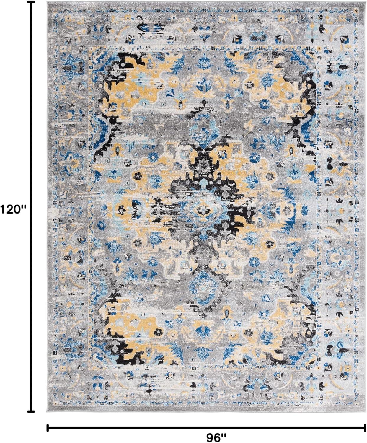 image:imageSAFAVIEH Madison Collection Area Rug 53 x 76 Teal amp Fuchsia Boho Chic Medallion Design NonShedding amp Easy Care Ideal for High Traffic Areas in Living Room Bedroom MAD154LGreyGold