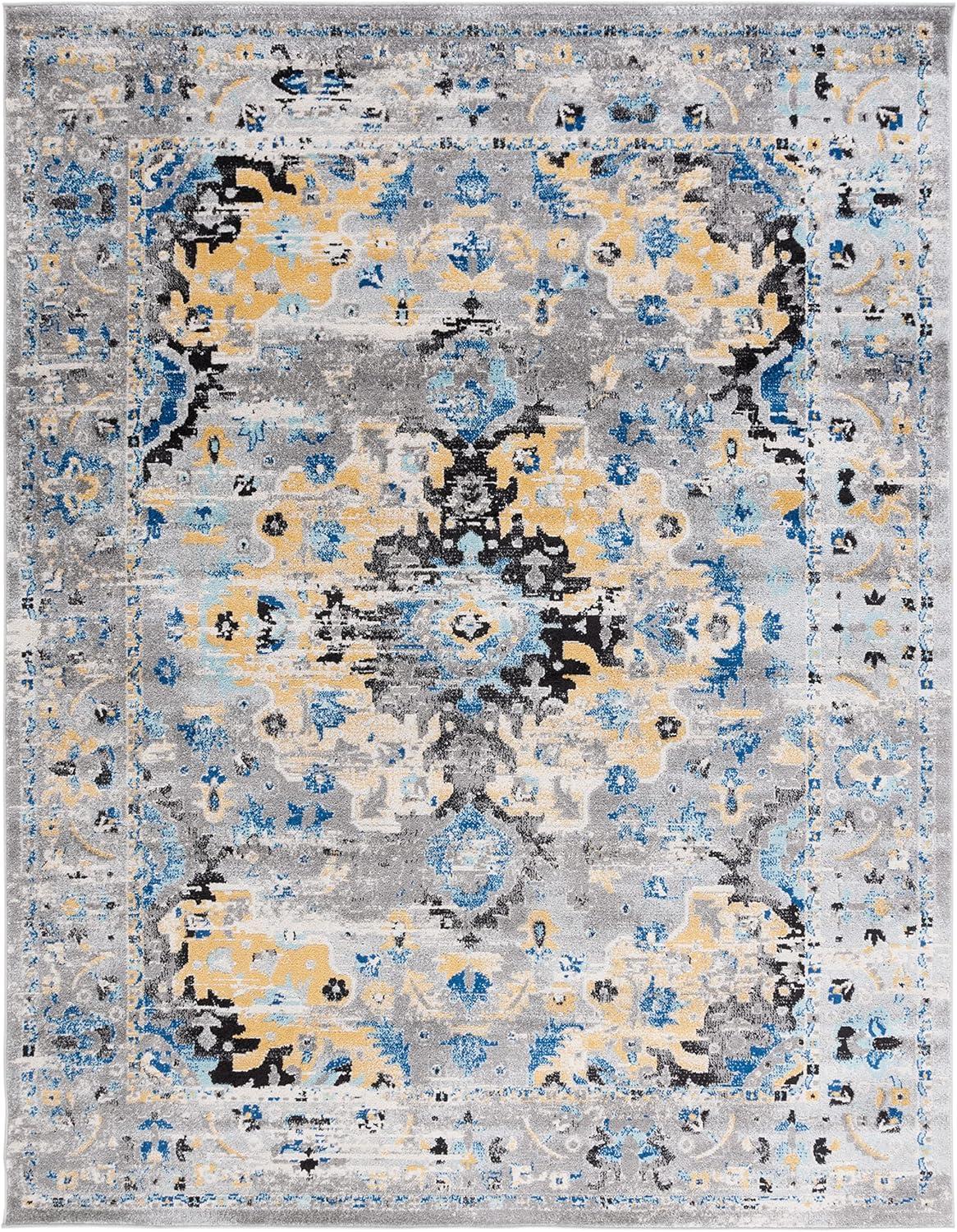 image:imageSAFAVIEH Madison Collection Area Rug 53 x 76 Teal amp Fuchsia Boho Chic Medallion Design NonShedding amp Easy Care Ideal for High Traffic Areas in Living Room Bedroom MAD154LGreyGold