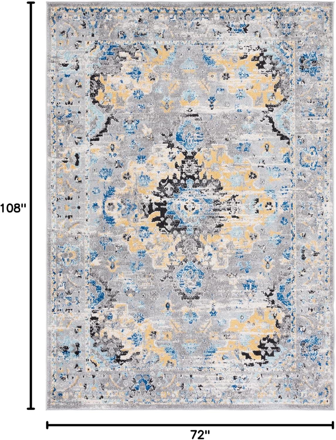 image:imageSAFAVIEH Madison Collection Area Rug 53 x 76 Teal amp Fuchsia Boho Chic Medallion Design NonShedding amp Easy Care Ideal for High Traffic Areas in Living Room Bedroom MAD154LGreyGold