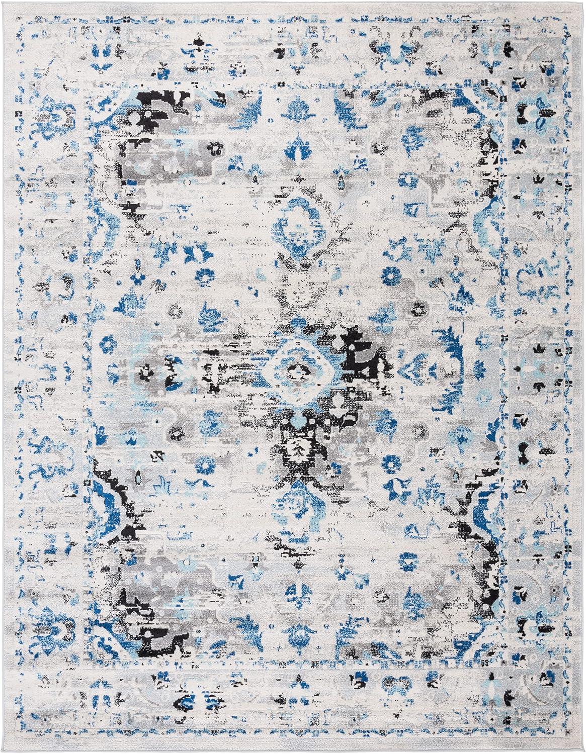 image:imageSAFAVIEH Madison Collection Area Rug 53 x 76 Teal amp Fuchsia Boho Chic Medallion Design NonShedding amp Easy Care Ideal for High Traffic Areas in Living Room Bedroom MAD154LIvoryBlue