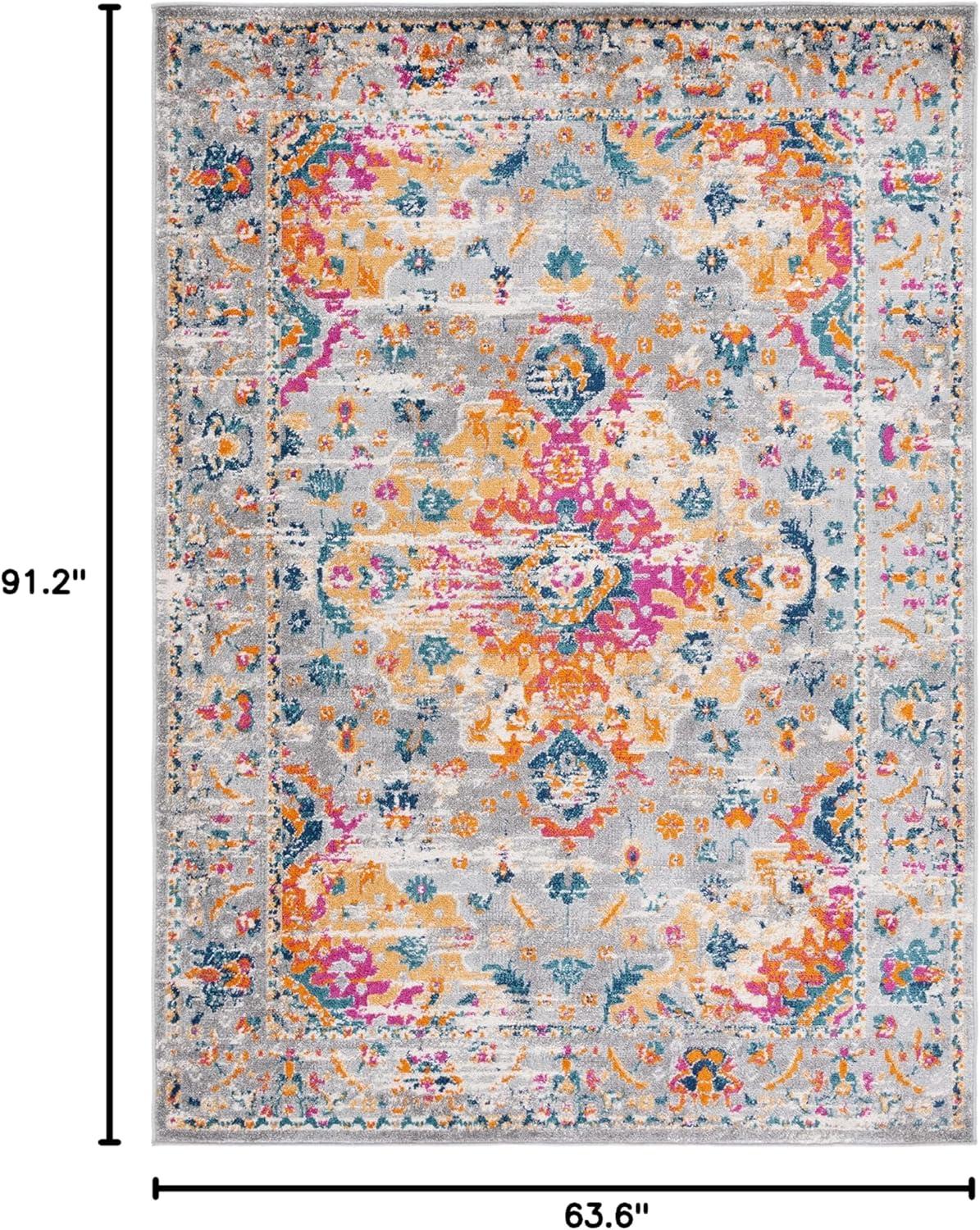 image:imageSAFAVIEH Madison Collection Area Rug 53 x 76 Teal amp Fuchsia Boho Chic Medallion Design NonShedding amp Easy Care Ideal for High Traffic Areas in Living Room Bedroom MAD154LGreyFuchsia
