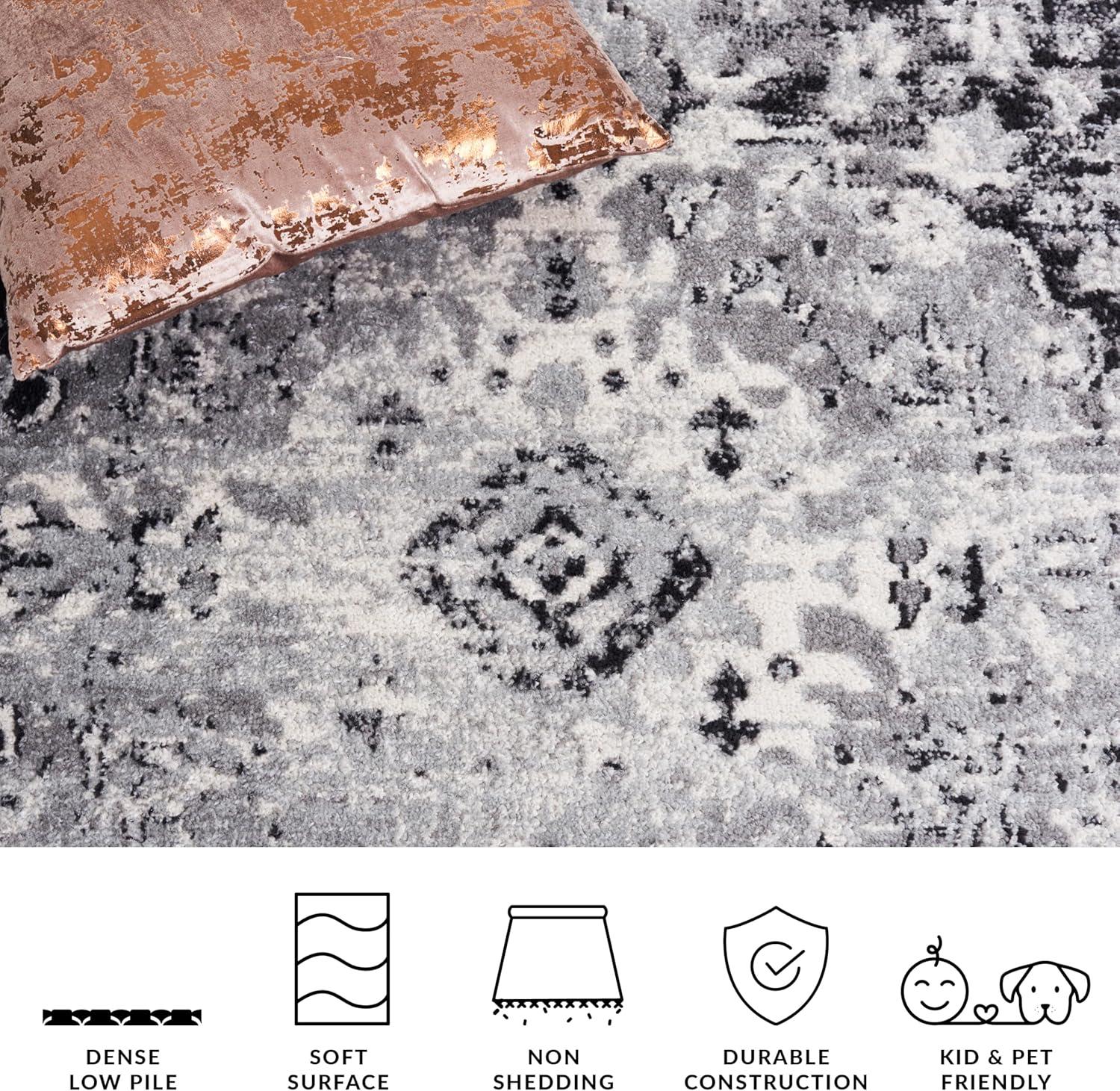 image:imageSAFAVIEH Madison Collection Area Rug 53 x 76 Teal amp Fuchsia Boho Chic Medallion Design NonShedding amp Easy Care Ideal for High Traffic Areas in Living Room Bedroom MAD154LBlackGrey