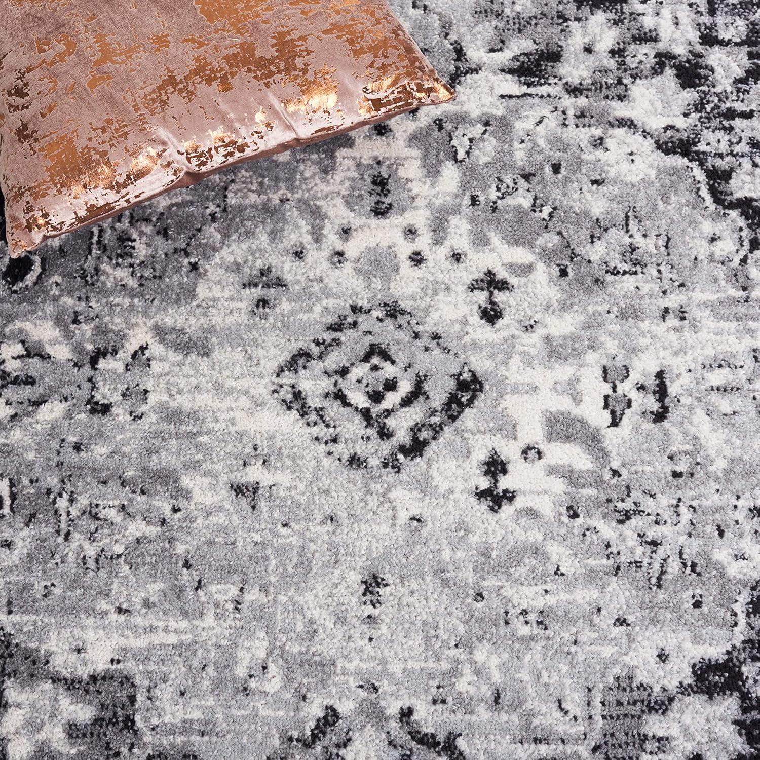image:imageSAFAVIEH Madison Collection Area Rug 53 x 76 Teal amp Fuchsia Boho Chic Medallion Design NonShedding amp Easy Care Ideal for High Traffic Areas in Living Room Bedroom MAD154LBlackGrey