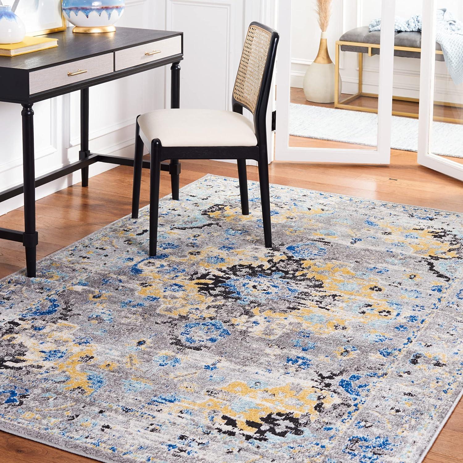 image:imageSAFAVIEH Madison Collection Area Rug 53 x 76 Teal amp Fuchsia Boho Chic Medallion Design NonShedding amp Easy Care Ideal for High Traffic Areas in Living Room Bedroom MAD154LGreyGold