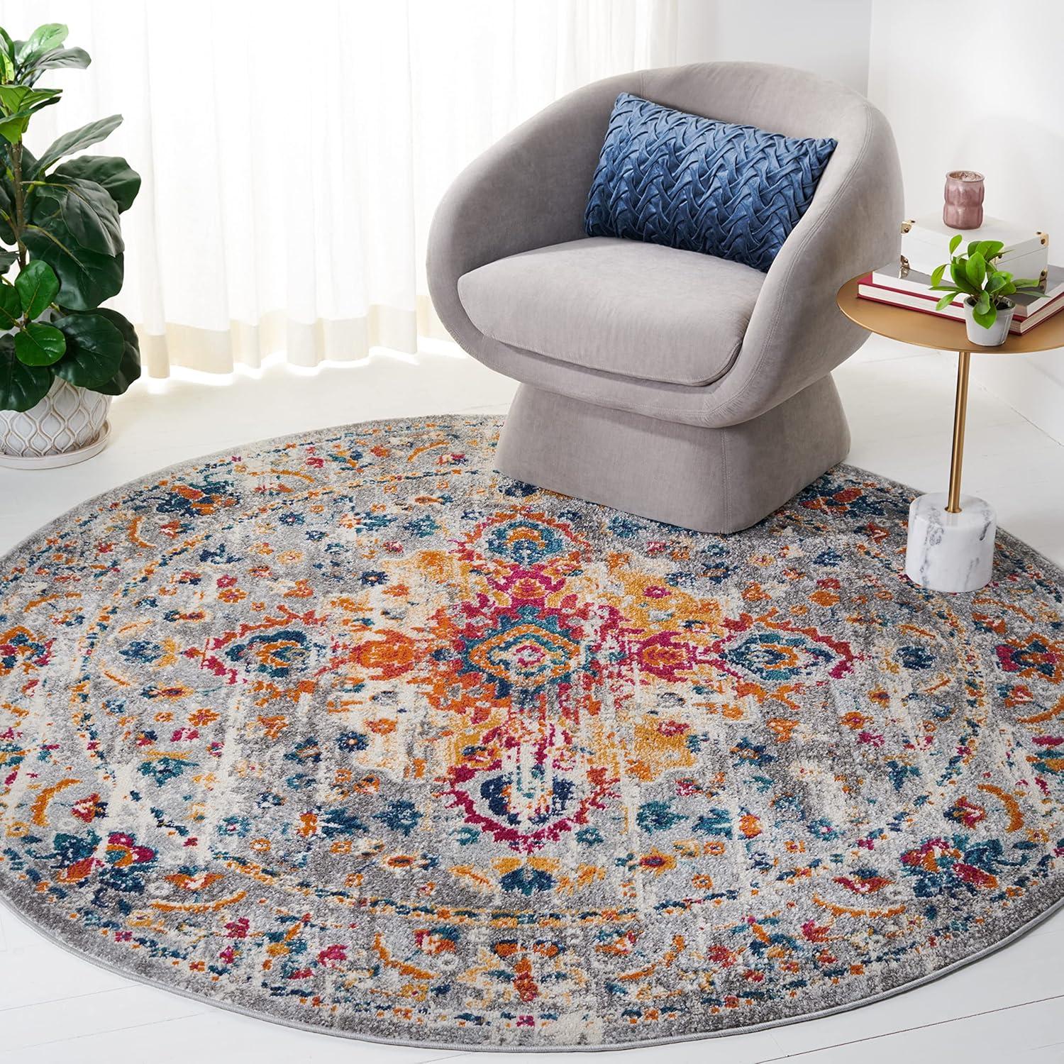 image:imageSAFAVIEH Madison Collection Area Rug 53 x 76 Teal amp Fuchsia Boho Chic Medallion Design NonShedding amp Easy Care Ideal for High Traffic Areas in Living Room Bedroom MAD154LGreyFuchsia