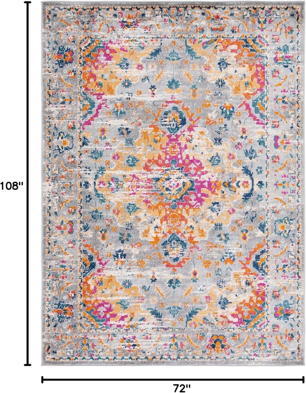 image:imageSAFAVIEH Madison Collection Area Rug 53 x 76 Teal amp Fuchsia Boho Chic Medallion Design NonShedding amp Easy Care Ideal for High Traffic Areas in Living Room Bedroom MAD154LGreyFuchsia