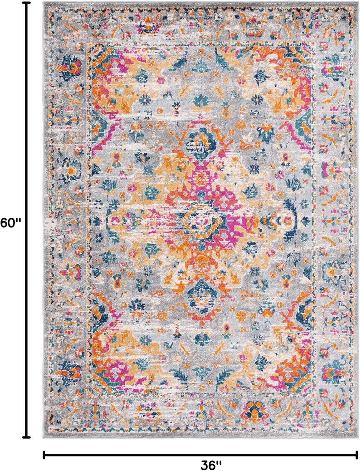 image:imageSAFAVIEH Madison Collection Area Rug 53 x 76 Teal amp Fuchsia Boho Chic Medallion Design NonShedding amp Easy Care Ideal for High Traffic Areas in Living Room Bedroom MAD154LGreyFuchsia