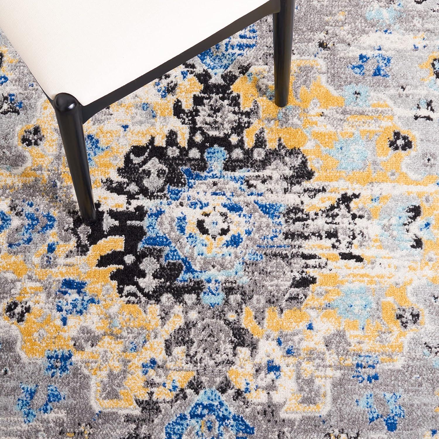 image:imageSAFAVIEH Madison Collection Area Rug 53 x 76 Teal amp Fuchsia Boho Chic Medallion Design NonShedding amp Easy Care Ideal for High Traffic Areas in Living Room Bedroom MAD154LGreyGold