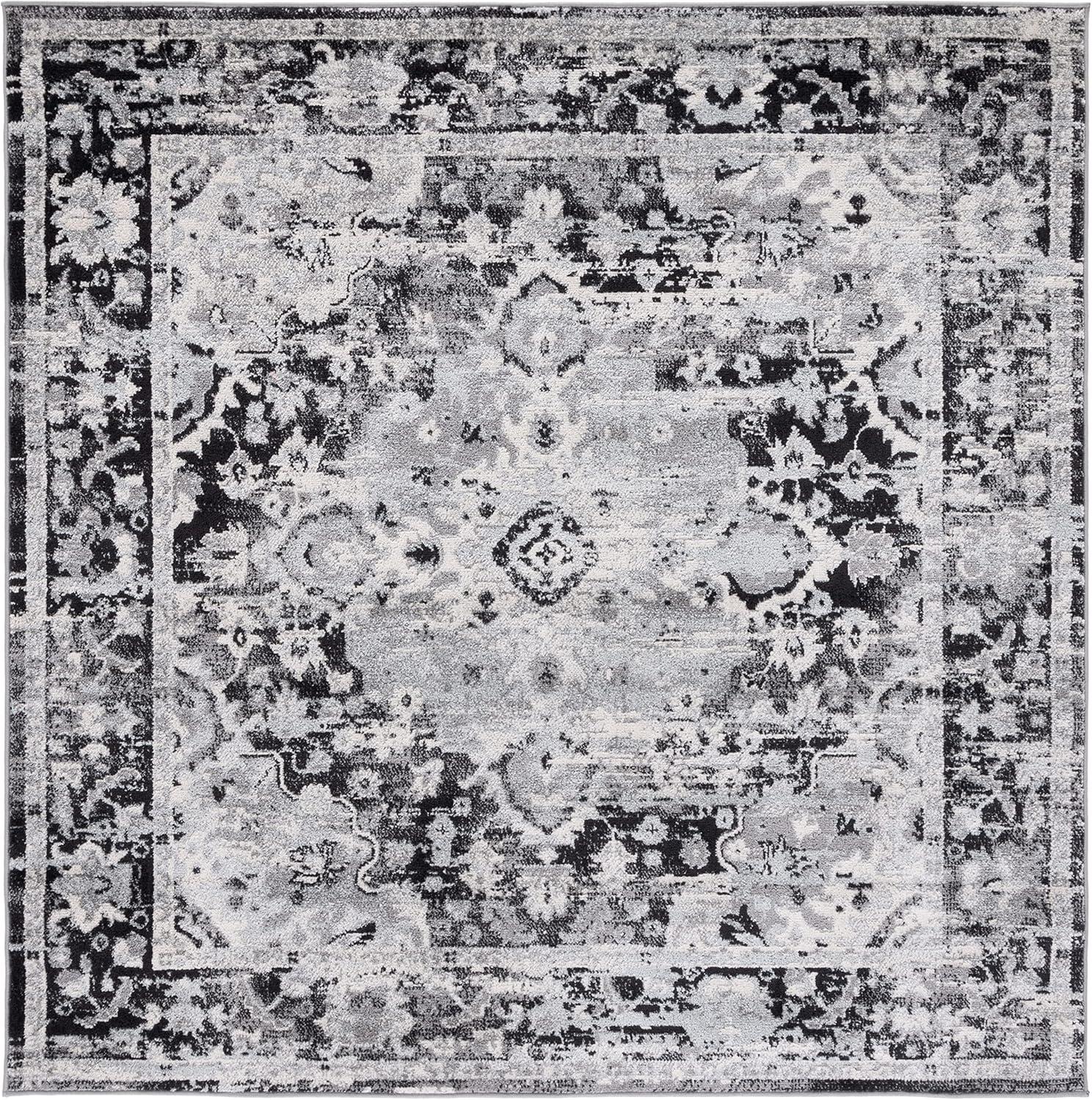 image:imageSAFAVIEH Madison Collection Area Rug 53 x 76 Teal amp Fuchsia Boho Chic Medallion Design NonShedding amp Easy Care Ideal for High Traffic Areas in Living Room Bedroom MAD154LBlackGrey