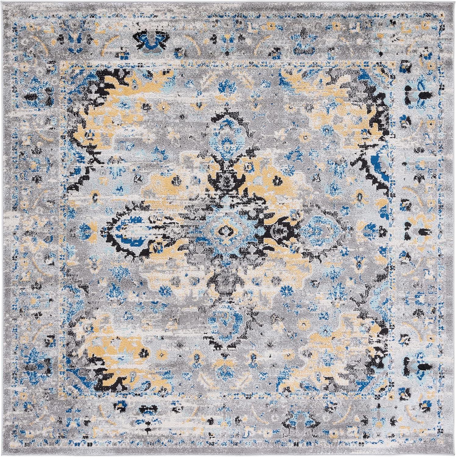 image:imageSAFAVIEH Madison Collection Area Rug 53 x 76 Teal amp Fuchsia Boho Chic Medallion Design NonShedding amp Easy Care Ideal for High Traffic Areas in Living Room Bedroom MAD154LGreyGold