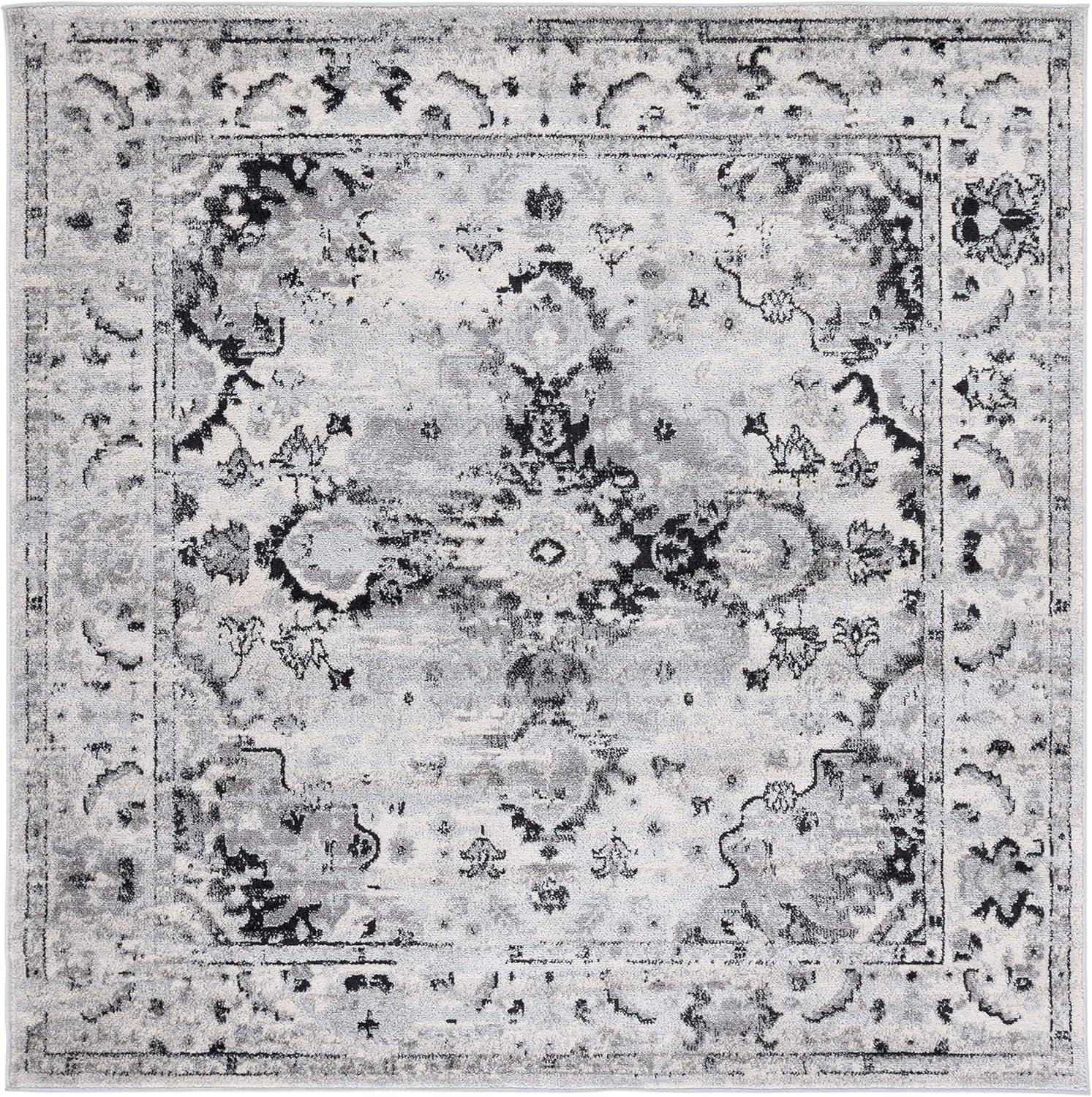 image:imageSAFAVIEH Madison Collection Area Rug 53 x 76 Teal amp Fuchsia Boho Chic Medallion Design NonShedding amp Easy Care Ideal for High Traffic Areas in Living Room Bedroom MAD154LGreyBlack