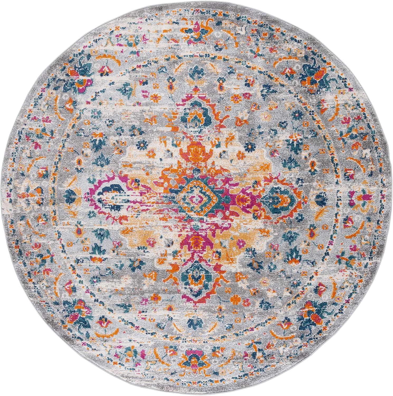 image:imageSAFAVIEH Madison Collection Area Rug 53 x 76 Teal amp Fuchsia Boho Chic Medallion Design NonShedding amp Easy Care Ideal for High Traffic Areas in Living Room Bedroom MAD154LGreyFuchsia