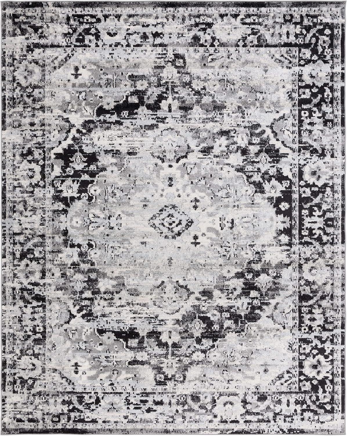 image:imageSAFAVIEH Madison Collection Area Rug 53 x 76 Teal amp Fuchsia Boho Chic Medallion Design NonShedding amp Easy Care Ideal for High Traffic Areas in Living Room Bedroom MAD154LBlackGrey