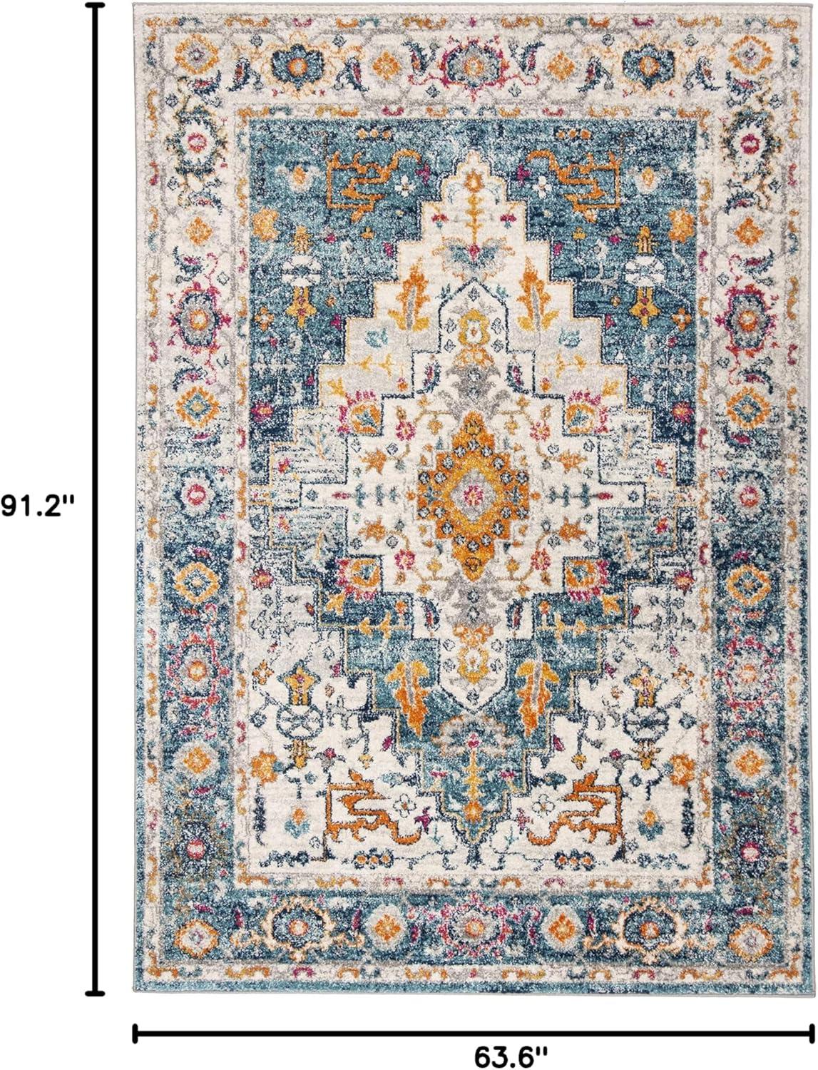 image:imageSAFAVIEH Madison Collection Area Rug 53 x 76 Turquoise amp Ivory Boho Chic Medallion Design NonShedding amp Easy Care Ideal for High Traffic Areas in Living Room Bedroom MAD156KTurquoiseIvory