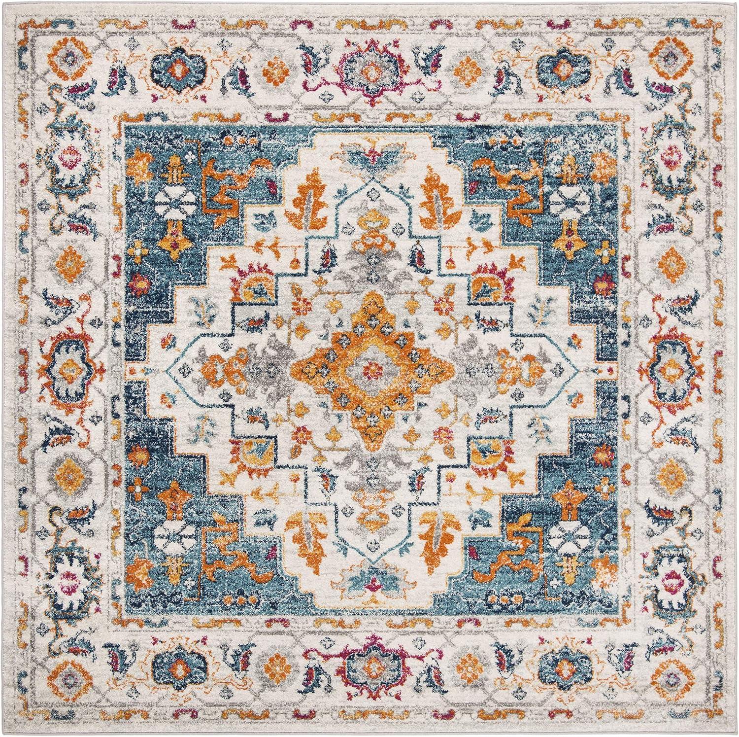 image:imageSAFAVIEH Madison Collection Area Rug 53 x 76 Turquoise amp Ivory Boho Chic Medallion Design NonShedding amp Easy Care Ideal for High Traffic Areas in Living Room Bedroom MAD156KTurquoiseIvory