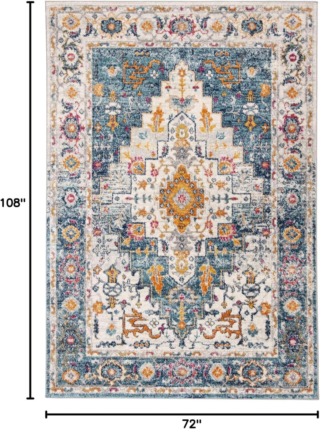image:imageSAFAVIEH Madison Collection Area Rug 53 x 76 Turquoise amp Ivory Boho Chic Medallion Design NonShedding amp Easy Care Ideal for High Traffic Areas in Living Room Bedroom MAD156KTurquoiseIvory