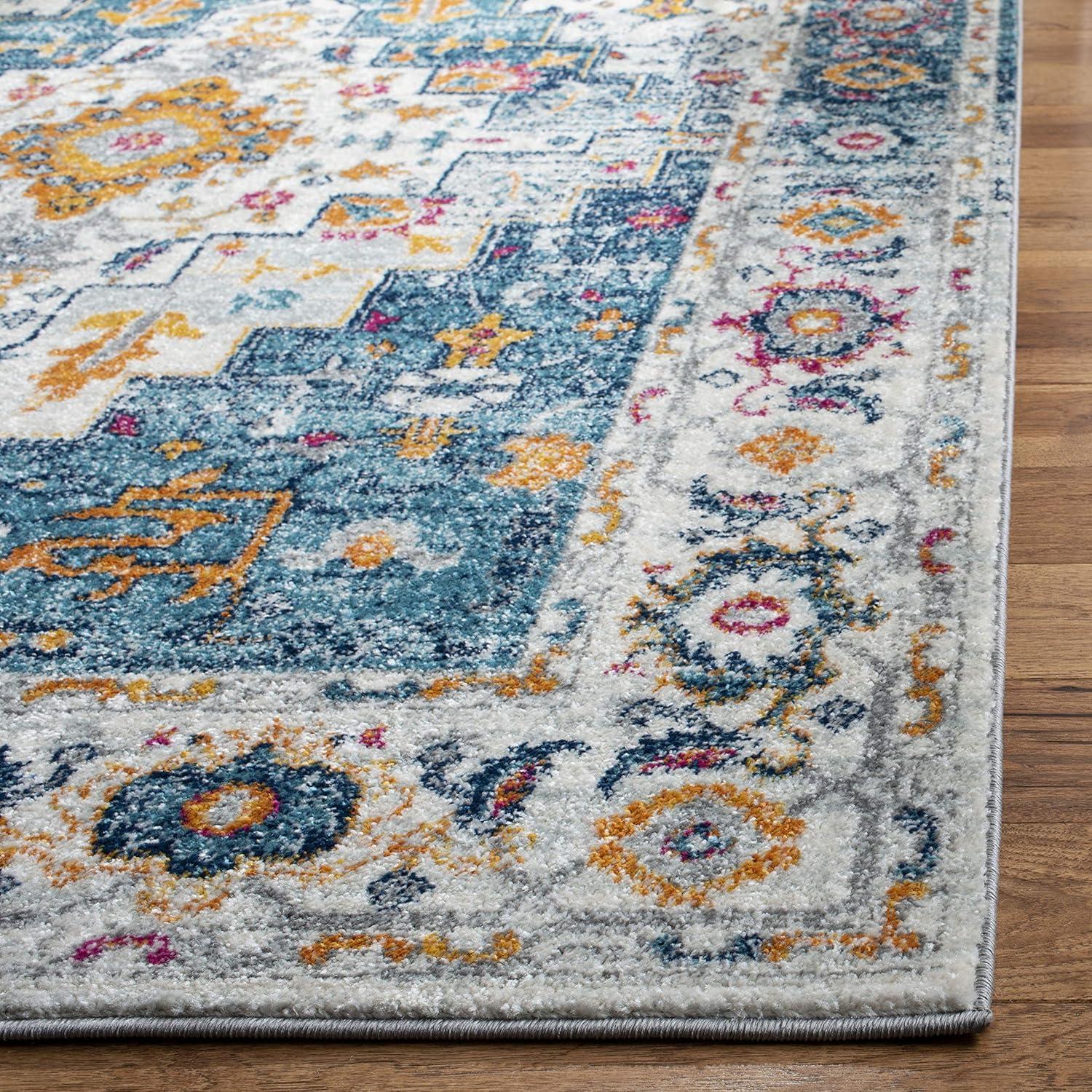 image:imageSAFAVIEH Madison Collection Area Rug 53 x 76 Turquoise amp Ivory Boho Chic Medallion Design NonShedding amp Easy Care Ideal for High Traffic Areas in Living Room Bedroom MAD156KTurquoiseIvory
