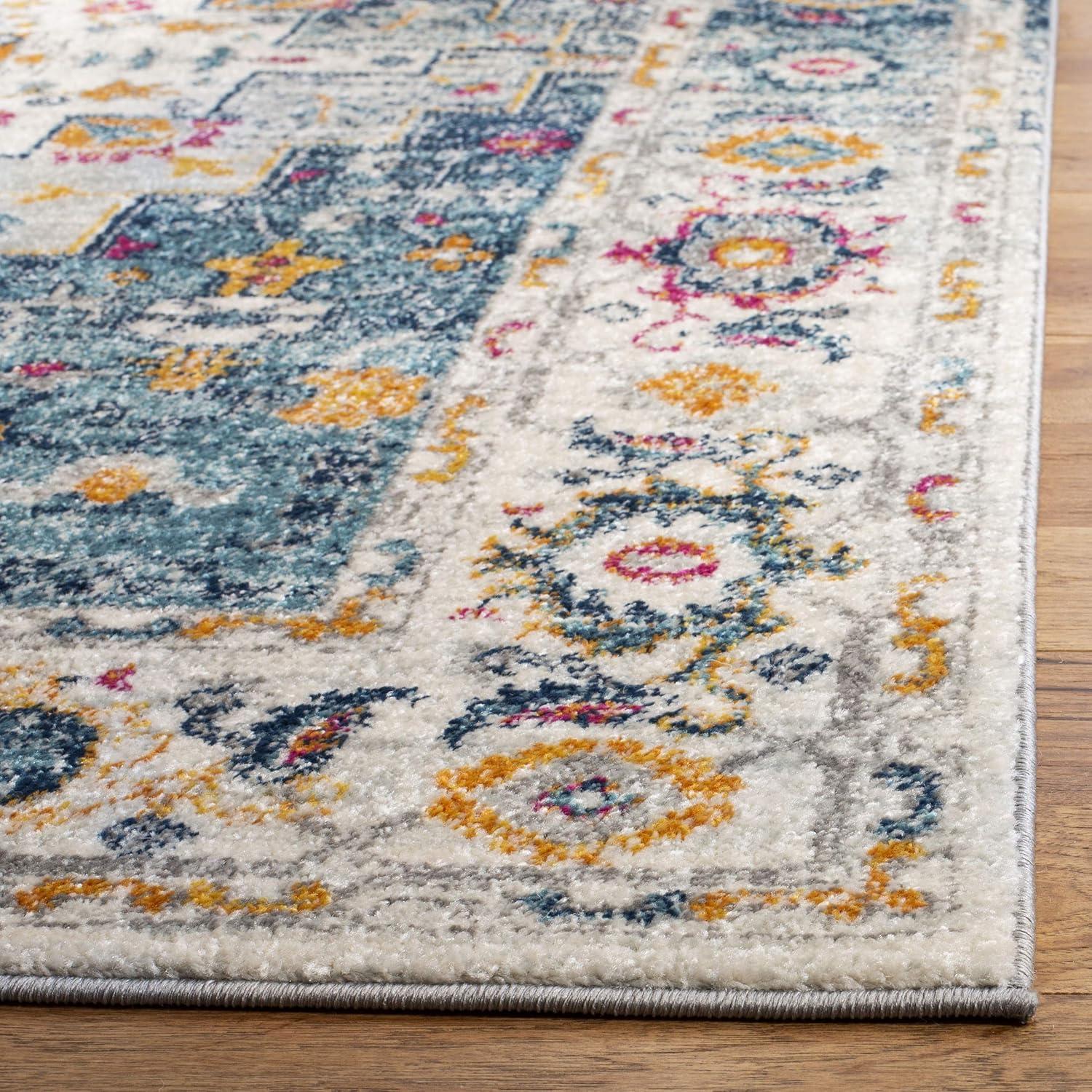 image:imageSAFAVIEH Madison Collection Area Rug 53 x 76 Turquoise amp Ivory Boho Chic Medallion Design NonShedding amp Easy Care Ideal for High Traffic Areas in Living Room Bedroom MAD156KTurquoiseIvory