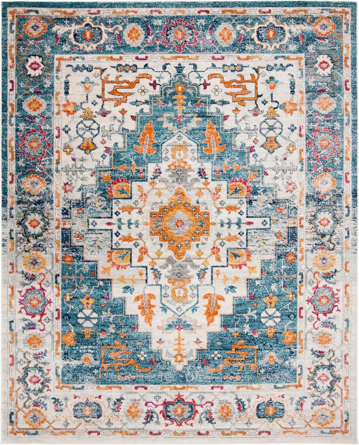image:imageSAFAVIEH Madison Collection Area Rug 53 x 76 Turquoise amp Ivory Boho Chic Medallion Design NonShedding amp Easy Care Ideal for High Traffic Areas in Living Room Bedroom MAD156KTurquoiseIvory