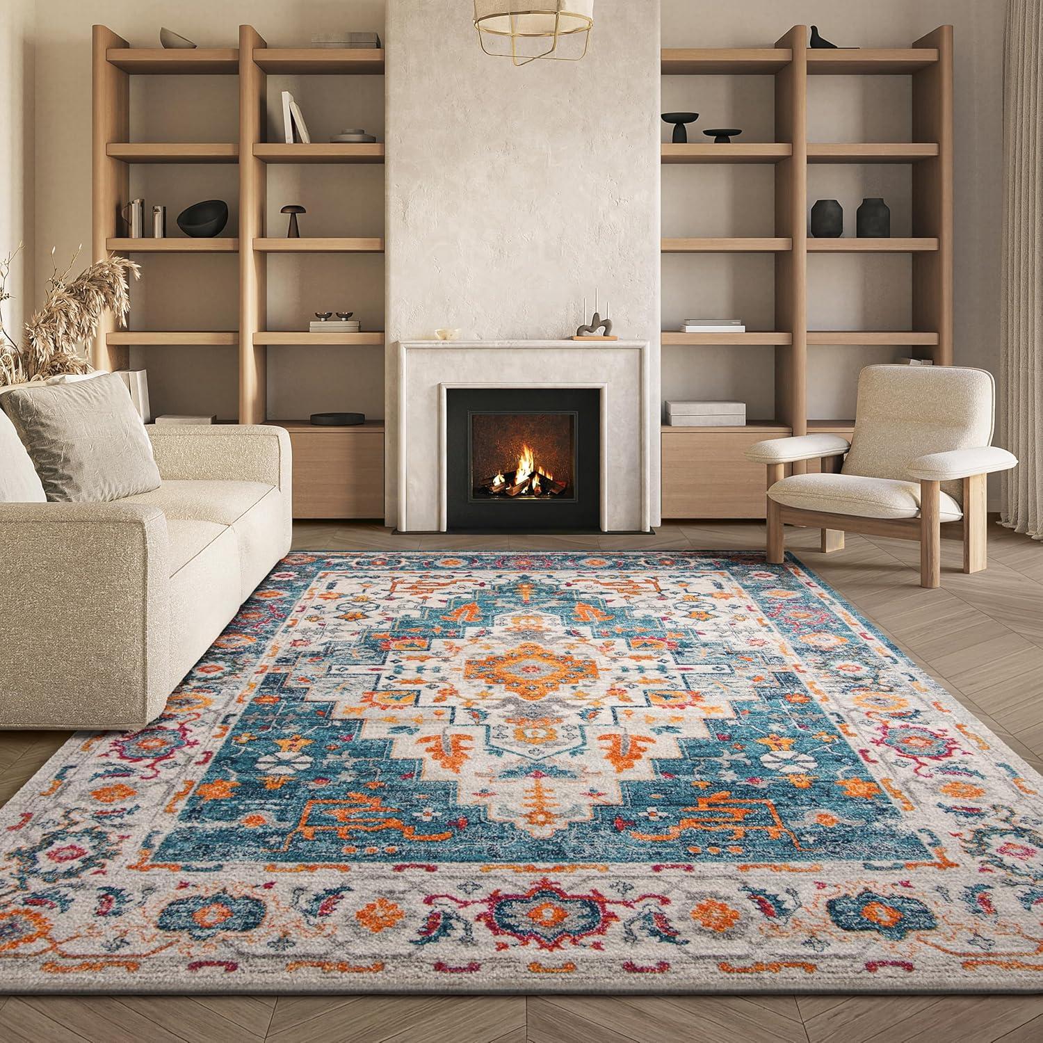image:imageSAFAVIEH Madison Collection Area Rug 53 x 76 Turquoise amp Ivory Boho Chic Medallion Design NonShedding amp Easy Care Ideal for High Traffic Areas in Living Room Bedroom MAD156KTurquoiseIvory