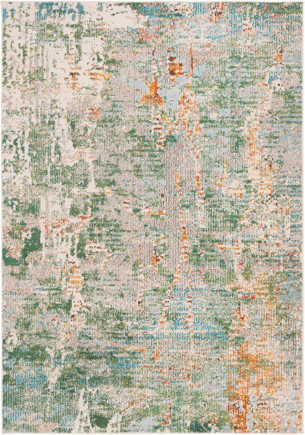 image:imageSAFAVIEH Madison Collection Area Rug 6 x 9 Light Blue amp Beige Modern Abstract Design NonShedding amp Easy Care Ideal for High Traffic Areas in Living Room Bedroom MAD457BGreenGrey