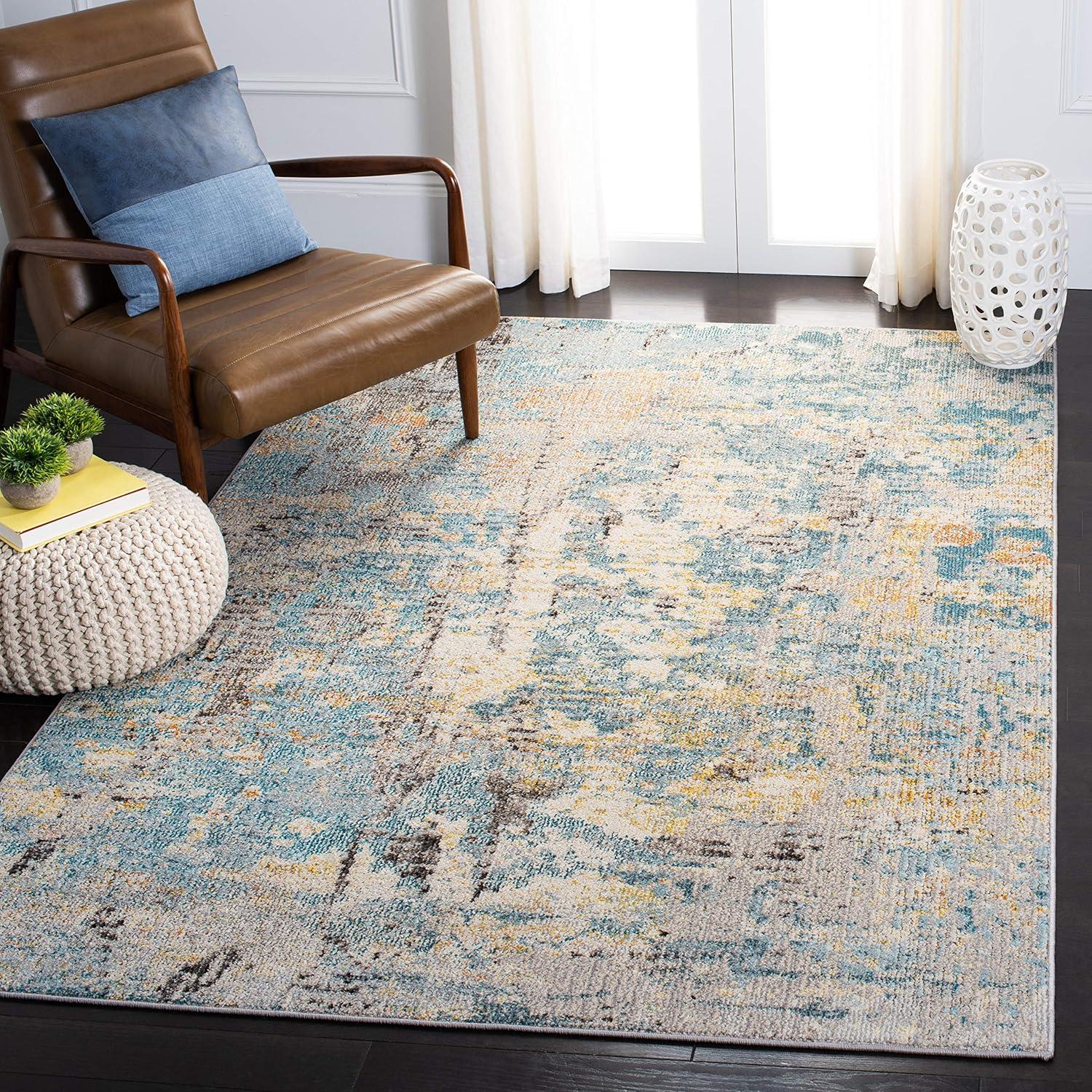 image:imageSAFAVIEH Madison Collection Area Rug 6 x 9 Light Blue amp Beige Modern Abstract Design NonShedding amp Easy Care Ideal for High Traffic Areas in Living Room Bedroom MAD457BGreyBlue