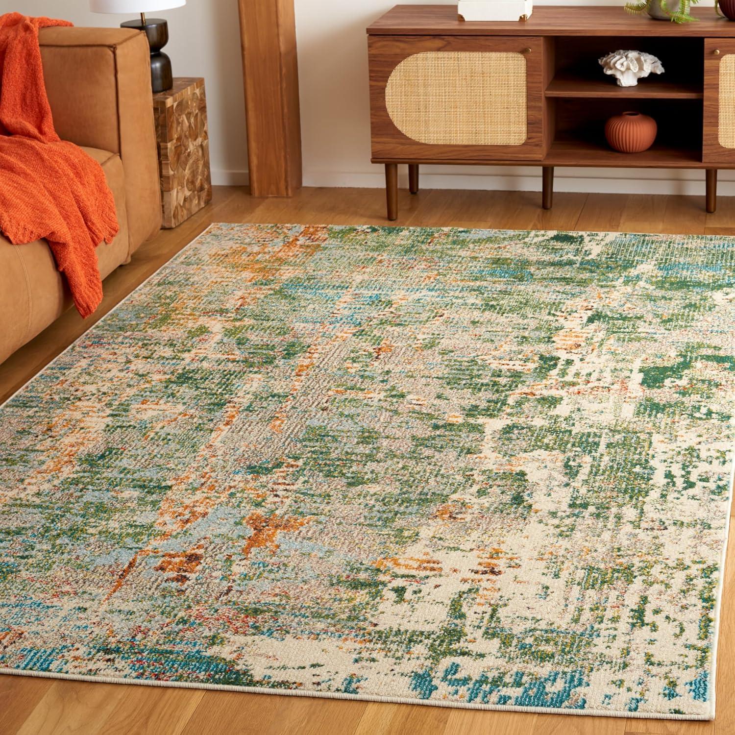 image:imageSAFAVIEH Madison Collection Area Rug 6 x 9 Light Blue amp Beige Modern Abstract Design NonShedding amp Easy Care Ideal for High Traffic Areas in Living Room Bedroom MAD457BGreenGrey