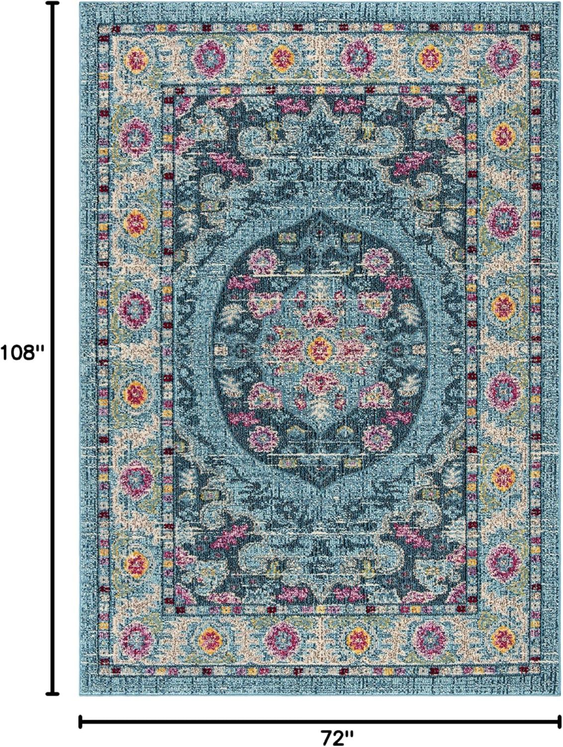image:imageSAFAVIEH Madison Collection Area Rug 6 x 9 Light Blue amp Fuchsia Boho Chic Medallion Design NonShedding amp Easy Care Ideal for High Traffic Areas in Living Room Bedroom MAD306MLight BlueFuchsia