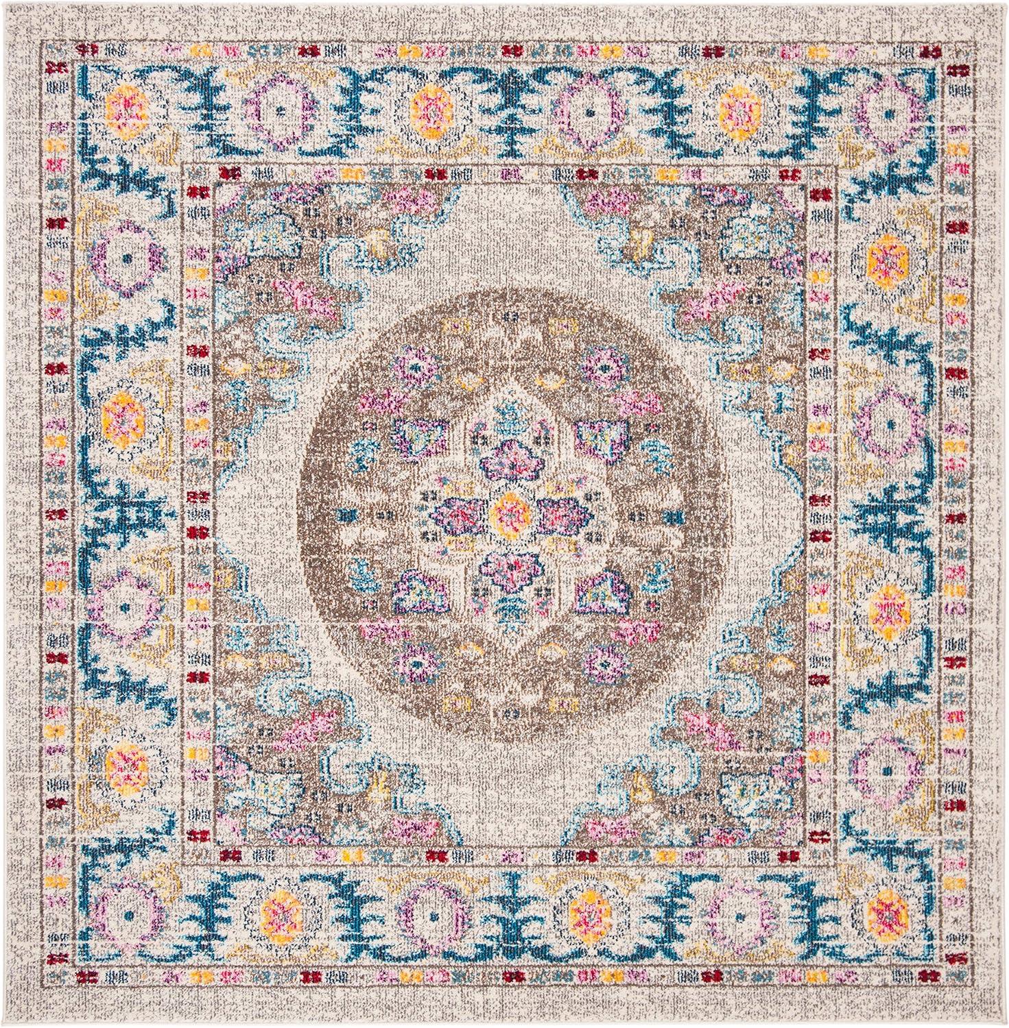 image:imageSAFAVIEH Madison Collection Area Rug 6 x 9 Light Blue amp Fuchsia Boho Chic Medallion Design NonShedding amp Easy Care Ideal for High Traffic Areas in Living Room Bedroom MAD306MCreamTaupe
