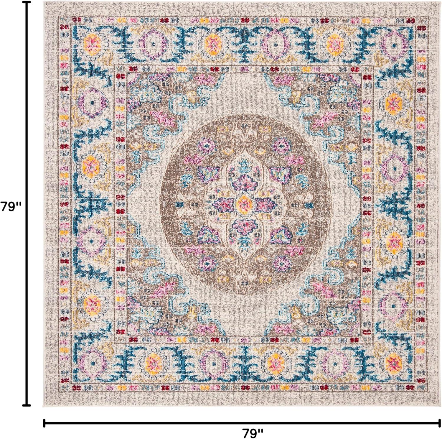 image:imageSAFAVIEH Madison Collection Area Rug 6 x 9 Light Blue amp Fuchsia Boho Chic Medallion Design NonShedding amp Easy Care Ideal for High Traffic Areas in Living Room Bedroom MAD306MCreamTaupe