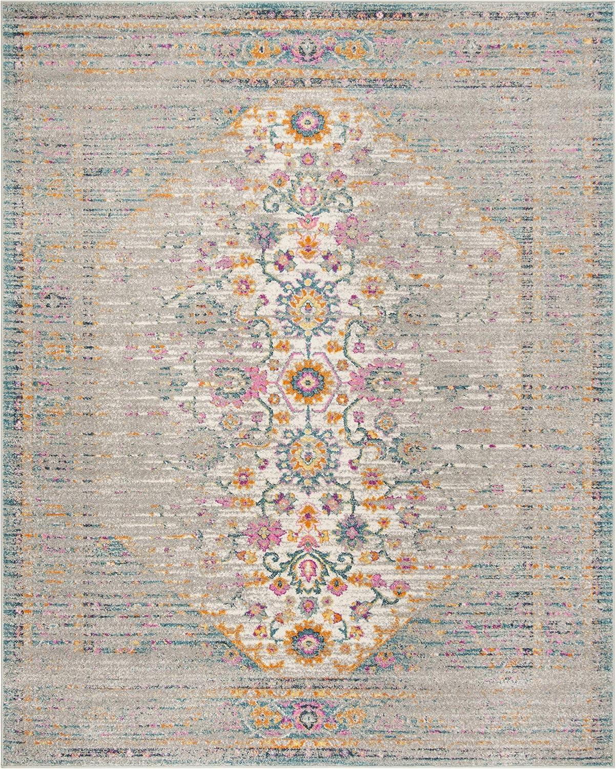 image:imageSAFAVIEH Madison Collection Area Rug 6 x 9 Light Grey amp Fuchsia Boho Chic Distressed Design NonShedding amp Easy Care Ideal for High Traffic Areas in Living Room Bedroom MAD122GLight GreyFuchsia
