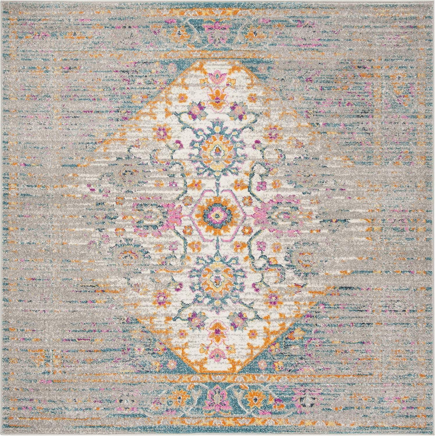 image:imageSAFAVIEH Madison Collection Area Rug 6 x 9 Light Grey amp Fuchsia Boho Chic Distressed Design NonShedding amp Easy Care Ideal for High Traffic Areas in Living Room Bedroom MAD122GLight GreyFuchsia