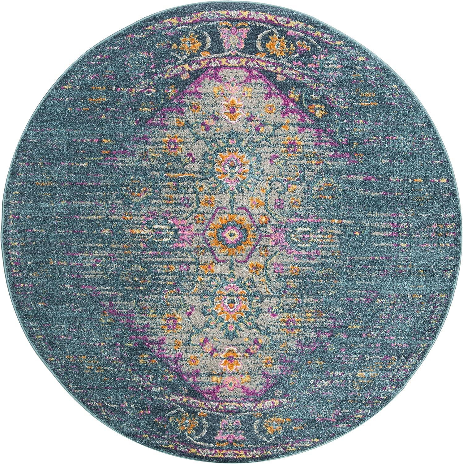 image:imageSAFAVIEH Madison Collection Area Rug 6 x 9 Light Grey amp Fuchsia Boho Chic Distressed Design NonShedding amp Easy Care Ideal for High Traffic Areas in Living Room Bedroom MAD122GBlueFuchsia