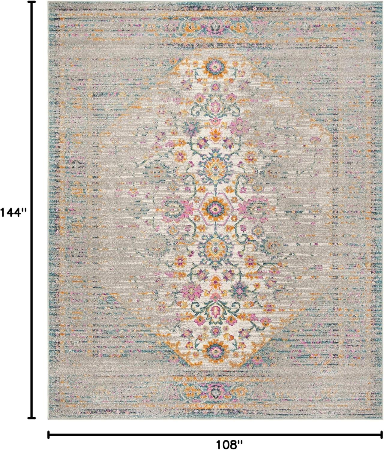 image:imageSAFAVIEH Madison Collection Area Rug 6 x 9 Light Grey amp Fuchsia Boho Chic Distressed Design NonShedding amp Easy Care Ideal for High Traffic Areas in Living Room Bedroom MAD122GLight GreyFuchsia