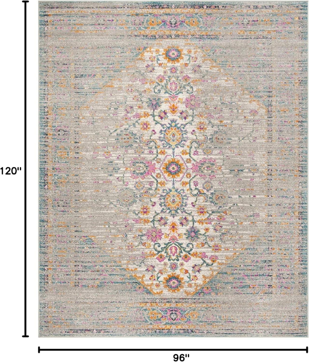 image:imageSAFAVIEH Madison Collection Area Rug 6 x 9 Light Grey amp Fuchsia Boho Chic Distressed Design NonShedding amp Easy Care Ideal for High Traffic Areas in Living Room Bedroom MAD122GLight GreyFuchsia