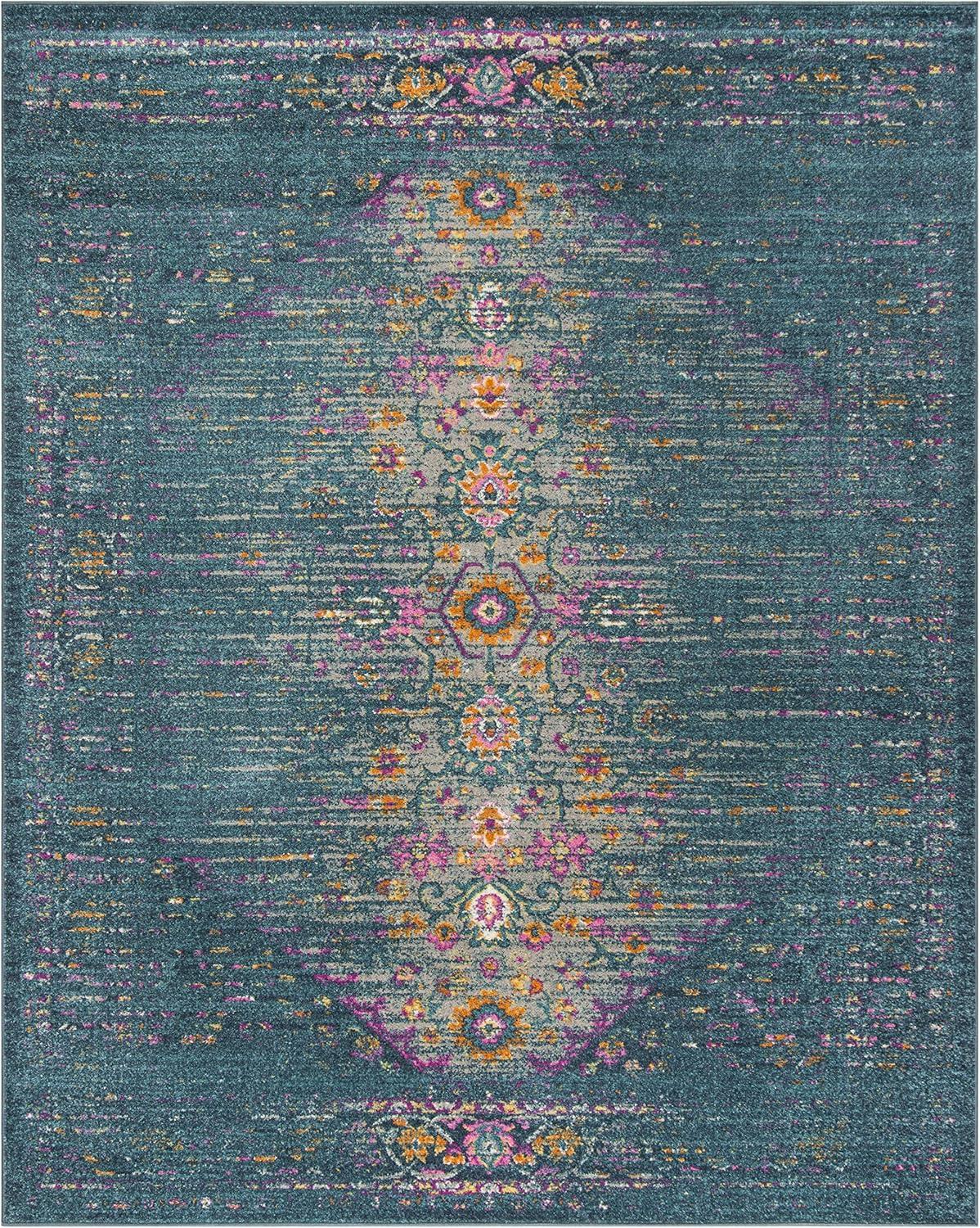 image:imageSAFAVIEH Madison Collection Area Rug 6 x 9 Light Grey amp Fuchsia Boho Chic Distressed Design NonShedding amp Easy Care Ideal for High Traffic Areas in Living Room Bedroom MAD122GBlueFuchsia