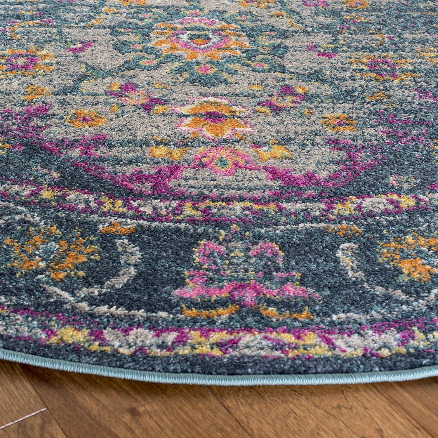 image:imageSAFAVIEH Madison Collection Area Rug 6 x 9 Light Grey amp Fuchsia Boho Chic Distressed Design NonShedding amp Easy Care Ideal for High Traffic Areas in Living Room Bedroom MAD122GBlueFuchsia
