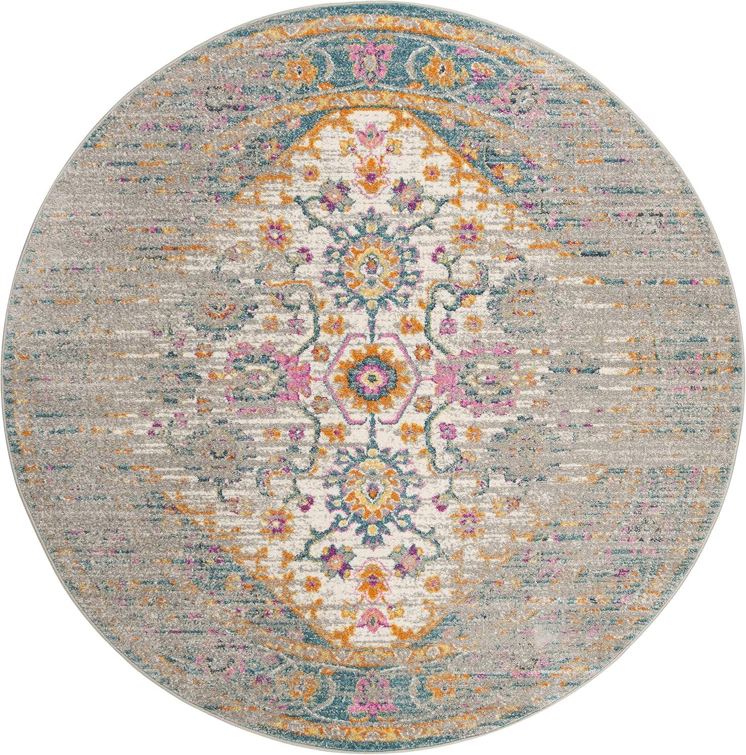 image:imageSAFAVIEH Madison Collection Area Rug 6 x 9 Light Grey amp Fuchsia Boho Chic Distressed Design NonShedding amp Easy Care Ideal for High Traffic Areas in Living Room Bedroom MAD122GLight GreyFuchsia