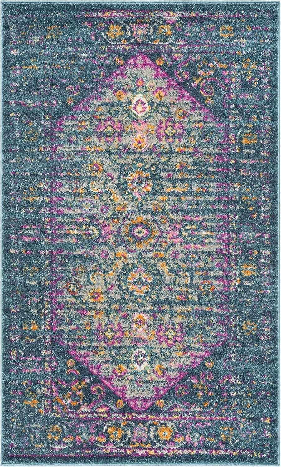image:imageSAFAVIEH Madison Collection Area Rug 6 x 9 Light Grey amp Fuchsia Boho Chic Distressed Design NonShedding amp Easy Care Ideal for High Traffic Areas in Living Room Bedroom MAD122GBlueFuchsia