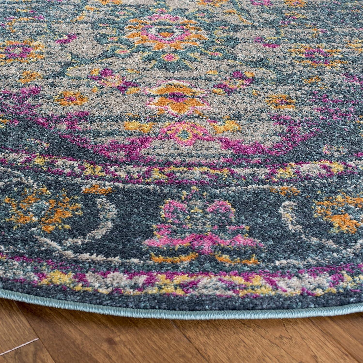 image:imageSAFAVIEH Madison Collection Area Rug 6 x 9 Light Grey amp Fuchsia Boho Chic Distressed Design NonShedding amp Easy Care Ideal for High Traffic Areas in Living Room Bedroom MAD122GBlueFuchsia