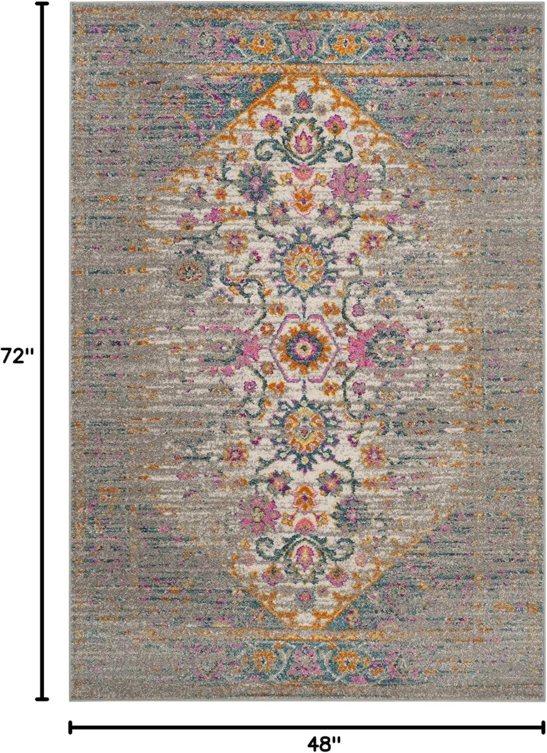 image:imageSAFAVIEH Madison Collection Area Rug 6 x 9 Light Grey amp Fuchsia Boho Chic Distressed Design NonShedding amp Easy Care Ideal for High Traffic Areas in Living Room Bedroom MAD122GLight GreyFuchsia