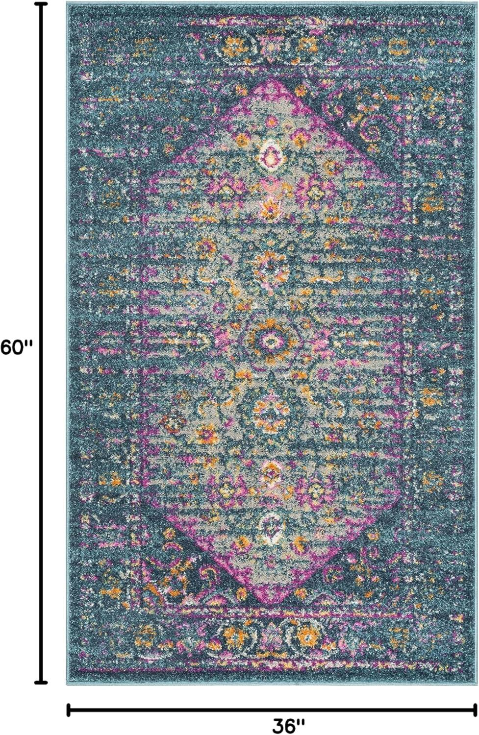 image:imageSAFAVIEH Madison Collection Area Rug 6 x 9 Light Grey amp Fuchsia Boho Chic Distressed Design NonShedding amp Easy Care Ideal for High Traffic Areas in Living Room Bedroom MAD122GBlueFuchsia