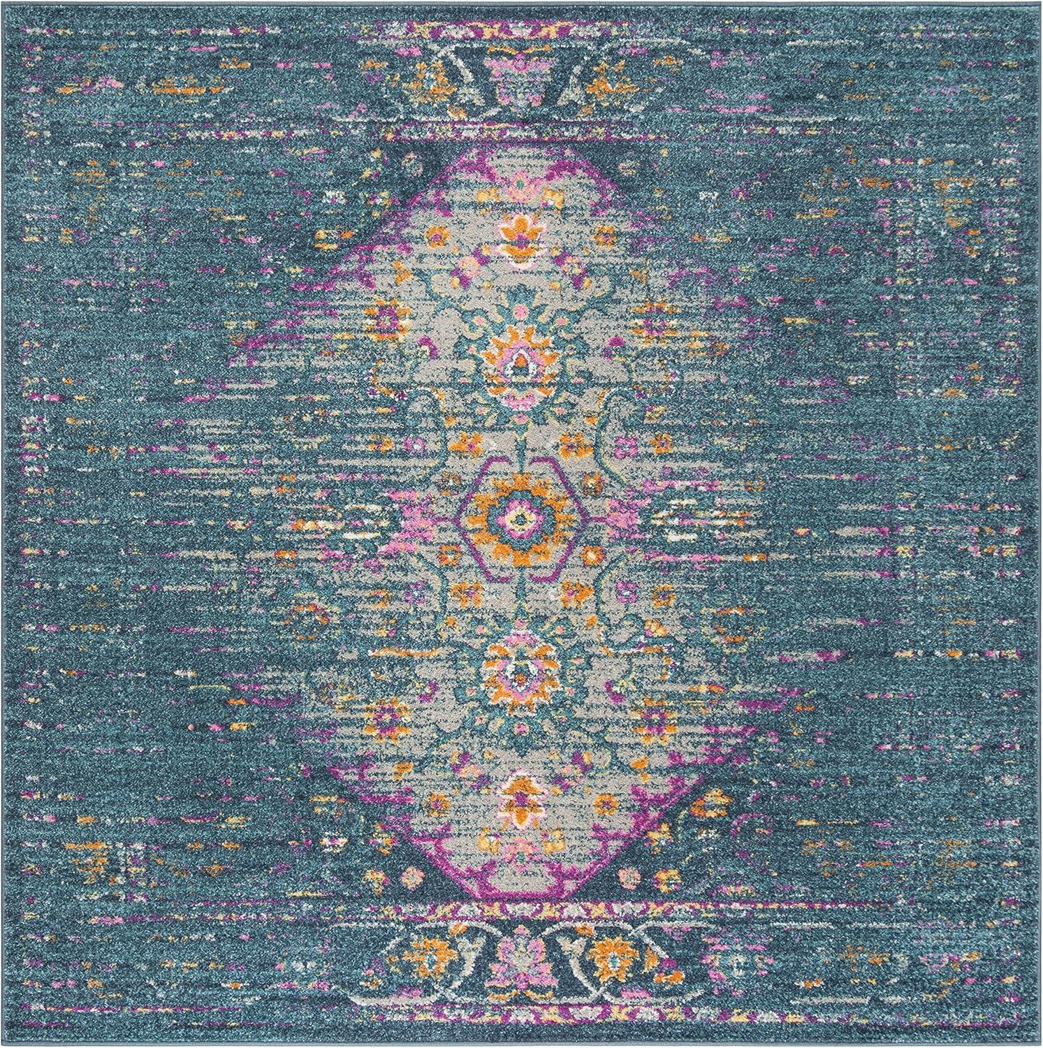 image:imageSAFAVIEH Madison Collection Area Rug 6 x 9 Light Grey amp Fuchsia Boho Chic Distressed Design NonShedding amp Easy Care Ideal for High Traffic Areas in Living Room Bedroom MAD122GBlueFuchsia