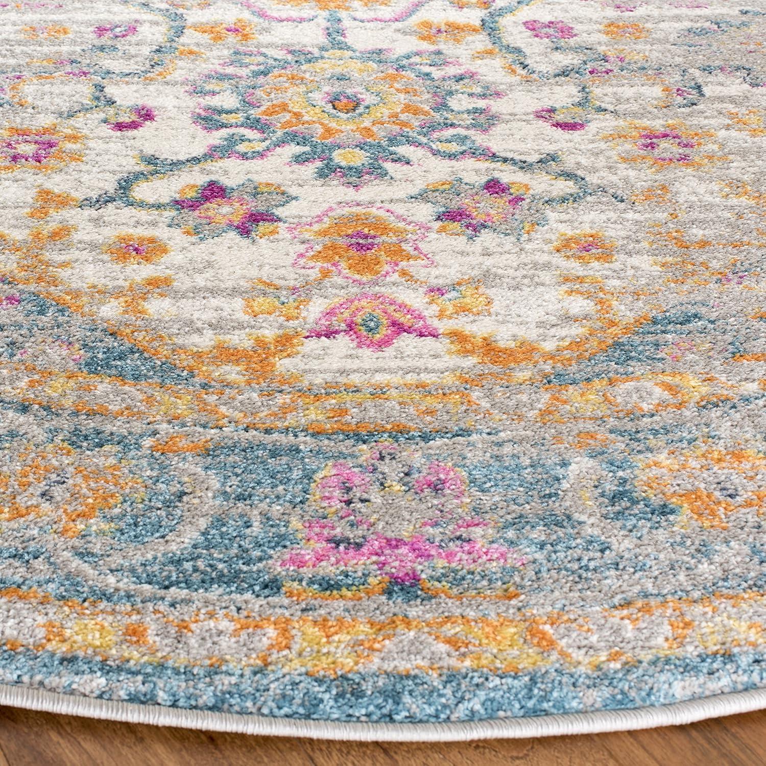 image:imageSAFAVIEH Madison Collection Area Rug 6 x 9 Light Grey amp Fuchsia Boho Chic Distressed Design NonShedding amp Easy Care Ideal for High Traffic Areas in Living Room Bedroom MAD122GLight GreyFuchsia