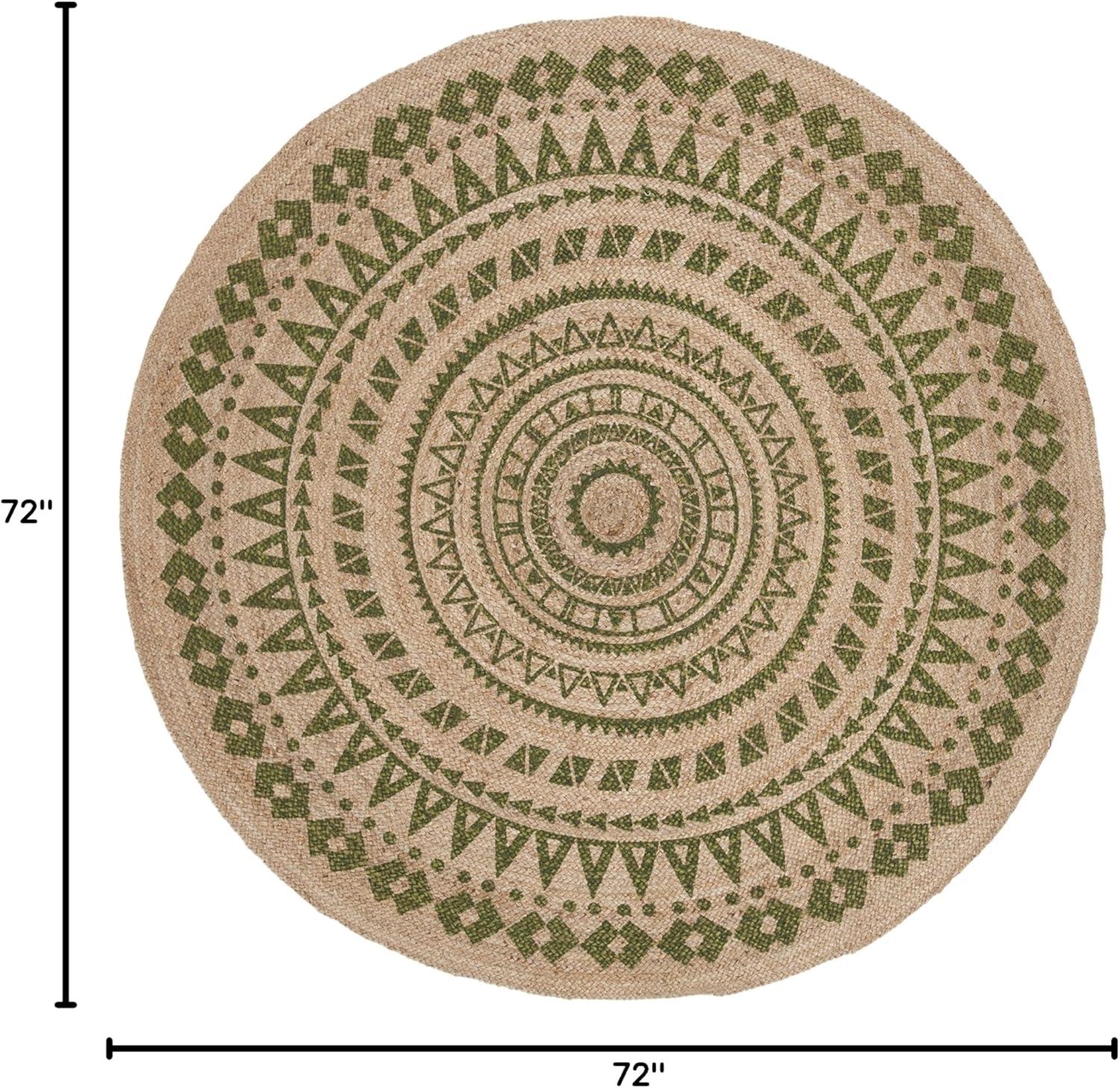 image:imageSAFAVIEH Natural Fiber Collection Area Rug 3 Round Teal amp Natural Handmade Boho Mandala Braided Jute Ideal for High Traffic Areas in Living Room Bedroom NF802EGreenNatural